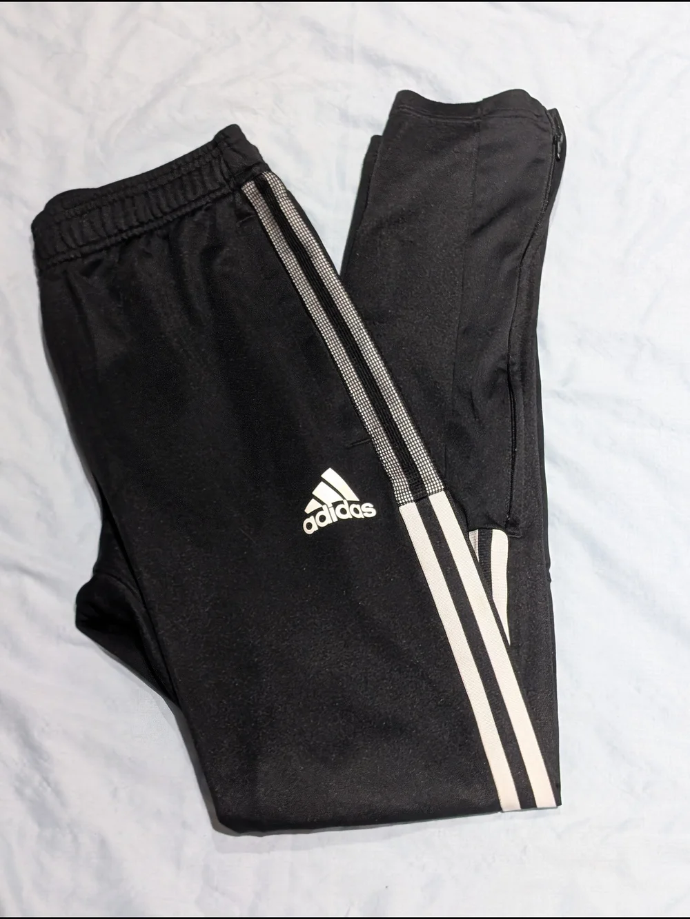 Adidas Black Jogger Pants with White Three-Stripes